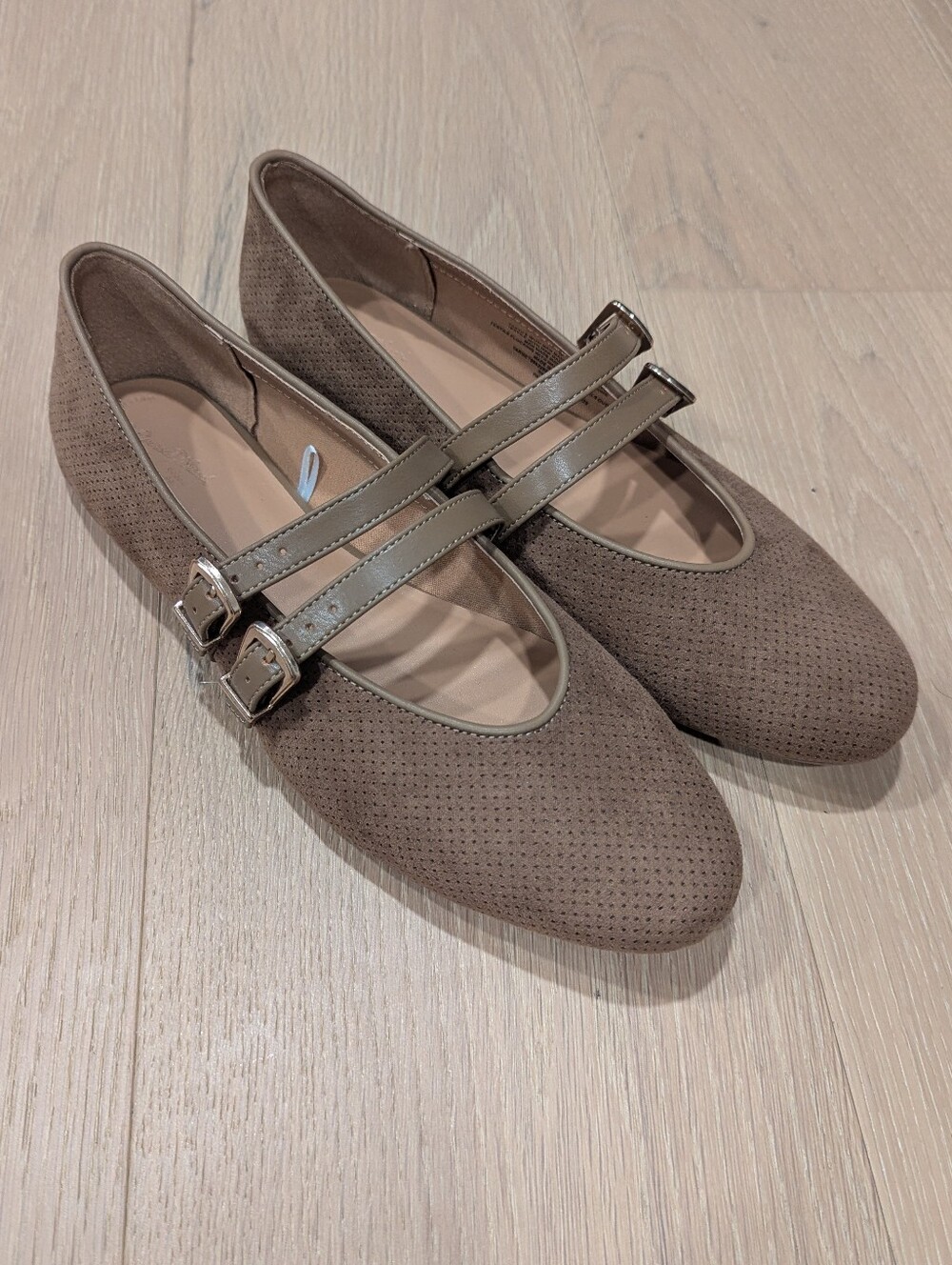Women's Brown Double-Strap Mary Jane Flats